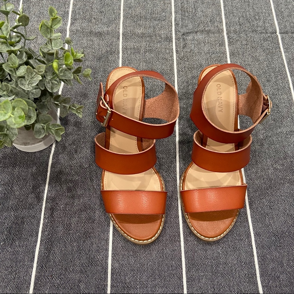 Faux-Leather Slingback Block-Heel Sandals